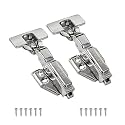 VOLO 1 Set Stainless Steel Soft Close Cabinet Hinges | European Style Clip-On Concealed Hinges, Crank 8 Half Overlay for Modular Kitchen and Wardrobe (Silver)