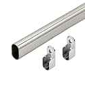 VOLO Stainless Steel Oval Wardrobe Hanger Rod with End Supports – Heavy Duty Closet Hanging Rod for Clothes Storage, Wall-to-Wall Fitting (3 Ft, 3cm Thickness, Silver)