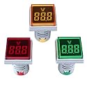 Voltage Meter Indicator AC50-500V 22mm Square LED Digital Display Voltmeter, 3PCS Panl Mount Voltage Tester for Home or industiral Equipment (Green Red Yellow)
