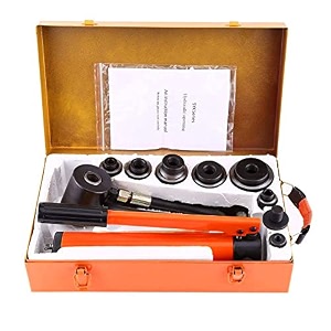 voltz syk-8b hydraulic knockout punches professional 22mm to 60mm 8 ton metal hole complete puncher driver kit tool set yellow wdraw studs piston shafts spacers sealing rings carrying case6 dies