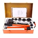 VOLTZ SYK-8B Hydraulic Knockout Punches Professional 22mm to 60mm 8 Ton Metal Hole Complete Puncher Driver Kit Tool Set Yellow w/Draw Studs Piston Shafts Spacers Sealing Rings Carrying Case(6 DIES)