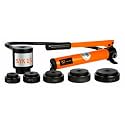VOLTZ SYK-15 Hydraulic Knockout Punches Professional 63mm to 114mm 15 Ton Knockout Punches Metal Hole Complete Puncher Set Yellow w/Draw Studs Piston Shafts Spacers Sealing Rings Carrying Case