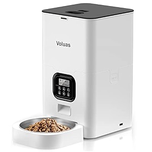 voluas automatic pet feeder for cats and dogs dry food dispenser with desiccant bag timed cat feeder station programmable portion size control