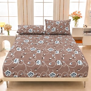 VOMZER Elastic Fitted Warm Flannel Bedsheet King