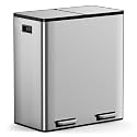 VonHaus Double Recycling Bin 60L for Kitchen - Stainless Steel Recycling Bin with Two Compartments - 2 x 30L Removeable Inner Bins Dual Waste Bin with Pedal Feet - Dual Recycling Bin for Kitchen