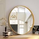 VooBang 32" Round Bathroom Mirror, Gold Gorgeous Deep Frame Wall Mirror