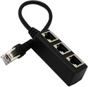 VOOCME RJ45 1 Male to 3 Female Socket Port LAN Network Splitter Adapter Compatible Cat5 Wired Ethernet Lan Adapter compatible with Windows, Linux, Mac