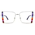 VOOGLAM Oversized Multicolor Square Blue Light Blocking Glasses, Fashion Glasses Frame for Women Anti Eyestrain & UV Denzel