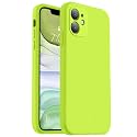 Vooii Compatible with iPhone 11 Case 6.1 inch, Soft Liquid Silicone with [Anti-Scratch Microfiber Lining] [Flat Edge] [Camera Protection] Shockproof Phone Case for iPhone 11 - Fluorescent Green