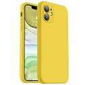 Vooii Compatible with iPhone 11 Case, Upgraded Liquid Silicone with [Flat Edges] [Camera Protection] [Soft Anti-Scratch Microfiber Lining] Phone Case for iPhone 11 6.1 inch - Yellow