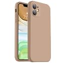 Vooii Compatible with iPhone 11 Case, Upgraded Liquid Silicone with [Flat Edges] [Camera Protection] [Soft Anti-Scratch Microfiber Lining] Phone Case for iPhone 11 6.1 inch - Light Brown