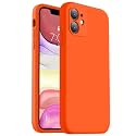 Vooii Compatible with iPhone 11 Case, Upgraded Liquid Silicone with [Flat Edges] [Camera Protection] [Soft Anti-Scratch Microfiber Lining] Phone Case for iPhone 11 6.1 inch - Neon Orange