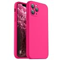 Vooii Compatible with iPhone 11 Pro Case, Upgraded Liquid Silicone with [Flat Edges] [Camera Protection] [Soft Anti-Scratch Microfiber Lining] Phone Case for iPhone 11 Pro 5.8 inch - Hot Pink