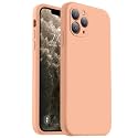 Vooii Compatible with iPhone 11 Pro Case, Upgraded Liquid Silicone with [Flat Edges] [Camera Protection] [Soft Anti-Scratch Microfiber Lining] Phone Case for iPhone 11 Pro 5.8 inch - Cantaloupe