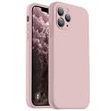 Vooii Compatible with iPhone 11 Pro Case, Upgraded Liquid Silicone with [Flat Edges] [Camera Protection] [Soft Anti-Scratch Microfiber Lining] - Sand Pink