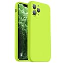 Vooii Compatible with iPhone 11 Pro Case, Upgraded Liquid Silicone with [Flat Edges][Camera Protection][Soft Anti-Scratch Microfiber Lining] Phone Case for iPhone 11 Pro 5.8 inch - Fluorescent Green
