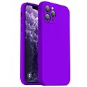 Vooii Compatible with iPhone 11 Pro Case, Upgraded Liquid Silicone with [Flat Edges] [Camera Protection] [Soft Anti-Scratch Microfiber Lining] Phone Case for iPhone 11 Pro 5.8 inch - Neon Purple