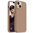 Vooii Compatible with iPhone 14 Case,[Silky Touch Premium Liquid Silicone] [Soft Anti-Scratch Microfiber Lining], Ultra Slim Shockproof Protective Case for iPhone 14 - Light Brown