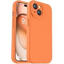 Vooii Compatible with iPhone 15 Case, Upgrade Defender Liquid Silicone, [Enhanced Camera Protection] [Soft Anti-Scratch Microfiber Lining] Shockproof Phone Case for iPhone 15 6.1 inch - Bright Orange
