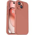 Vooii Compatible with iPhone 15 Case, Upgrade Defender Liquid Silicone, [Enhanced Camera Protection] [Soft Anti-Scratch Microfiber Lining] Shockproof Phone Case for iPhone 15 6.1 inch - Caramel