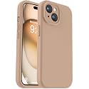 Vooii Compatible with iPhone 15 Case, Upgrade Defender Liquid Silicone, [Enhanced Camera Protection] [Soft Anti-Scratch Microfiber Lining] Shockproof Phone Case for iPhone 15 6.1 inch - Light Brown