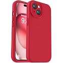 Vooii Compatible with iPhone 15 Plus Case, Upgrade Liquid Silicone [Enhanced Camera Protection] [Soft Anti-Scratch Microfiber Lining] Shockproof Phone Case for iPhone 15 Plus 6.7 inch - Red