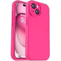 Vooii Compatible with iPhone 15 Plus Case, Upgrade Liquid Silicone [Enhanced Camera Protection] [Soft Anti-Scratch Microfiber Lining] Shockproof Phone Case for iPhone 15 Plus 6.7 inch - Hot Pink