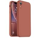 Vooii Compatible with iPhone XR Case, Upgraded Liquid Silicone with [Flat Edges] [Camera Protection] [Soft Anti-Scratch Microfiber Lining] Phone Case for iPhone 10 XR 6.1 inch - Caramel