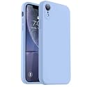 Vooii Compatible with iPhone XR Case, Upgraded Liquid Silicone with [Flat Edges] [Camera Protection] [Soft Anti-Scratch Microfiber Lining] Phone Case for iPhone 10 XR 6.1 inch - Light Blue