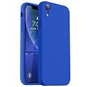 Vooii Compatible with iPhone XR Case, Upgraded Liquid Silicone with [Flat Edges] [Camera Protection] [Soft Anti-Scratch Microfiber Lining] Phone Case for iPhone 10 XR 6.1 inch - Klein Blue