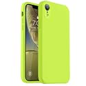 Vooii Compatible with iPhone XR Case, Upgraded Liquid Silicone with [Flat Edges] [Camera Protection] [Soft Anti-Scratch Microfiber Lining] Phone Case for iPhone 10 XR 6.1 inch - Fluorescent Green