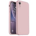 Vooii Compatible with iPhone XR Case, Upgraded Liquid Silicone with [Flat Edges] [Camera Protection] [Soft Anti-Scratch Microfiber Lining] Phone Case for iPhone 10 XR 6.1 inch - Sand Pink