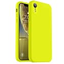 Vooii Compatible with iPhone XR Case, Upgraded Liquid Silicone with [Flat Edges] [Camera Protection] [Soft Anti-Scratch Microfiber Lining] Phone Case for iPhone 10 XR 6.1 inch - Neon Lemon