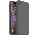 Vooii Compatible with iPhone XR Case, Upgraded Liquid Silicone with [Flat Edges] [Camera Protection] [Soft Anti-Scratch Microfiber Lining] Phone Case for iPhone 10 XR 6.1 inch - Dark Grey