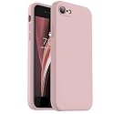 Vooii for iPhone SE Case 2022/3rd/2020,iPhone 8/7 Case, Upgraded Liquid Silicone with [Flat Edges] [Camera Protection] [Soft Anti-Scratch Microfiber Lining] Phone Case for iPhone SE - Sand Pink