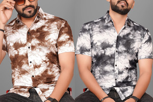 Voroxy Men Dyed Ombre Casual Multicolor Shirt