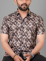 Voroxy Men Printed Casual Brown Shirt