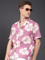 Voroxy Men Printed Casual Pink Shirt