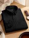 Voroxy Men Self Design Casual Black Shirt