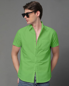 Voroxy Men Solid Casual Green Shirt
