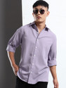 Voroxy Men Solid Casual Purple Shirt
