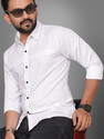 Voroxy Men Solid Casual White Shirt