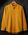 Voroxy Men Solid Casual Yellow Shirt