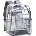 Vorspack Heavy Duty Clear Backpack, Large Transparent Clear Bookbag, Grey