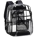 Vorspack Heavy Duty Clear Backpack, Large Transparent Clear Bookbag, Black