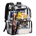 Vorspack Heavy Duty Clear Backpack, Extra Large Transparent Bookbag, Black