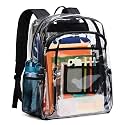 Vorspack Heavy Duty Clear Backpack, Extra Large Transparent Bookbag, Black