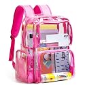 Vorspack Clear Backpack - Transparent Backpack with Reinforced Bottom &amp; Multi-pockets for College Workplace Security - Pink