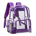 Vorspack Heavy Duty Clear Backpack, Large Transparent Clear Bookbag, Purple