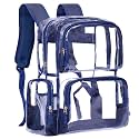Vorspack Heavy Duty Clear Backpack, Large Transparent Clear Bookbag, Navy
